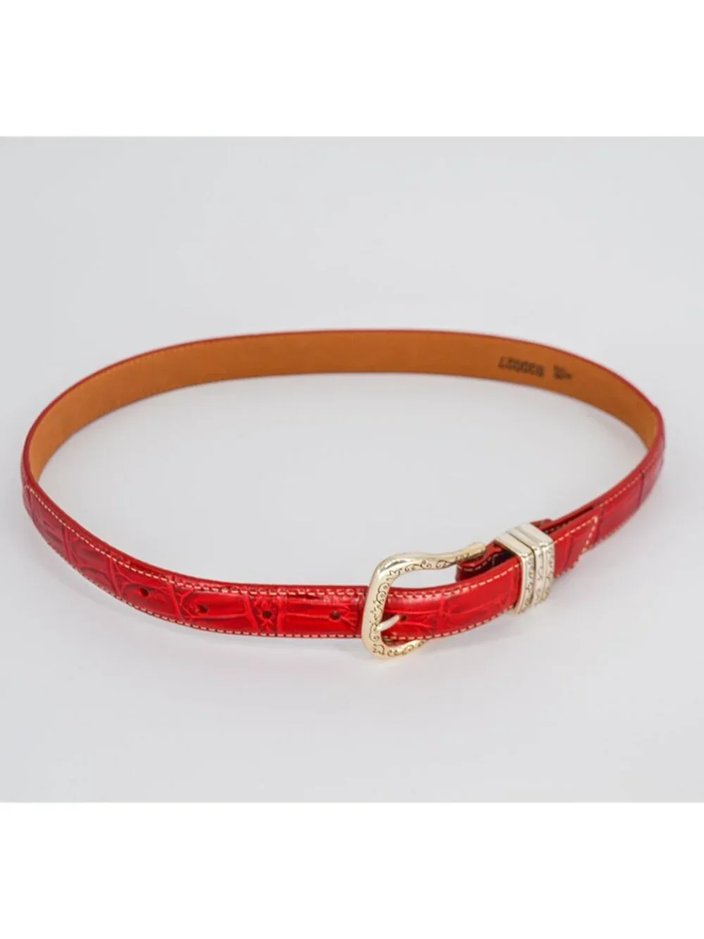 Brighton Faux Croc Embossed Slim Skinny Belt Red Small 28